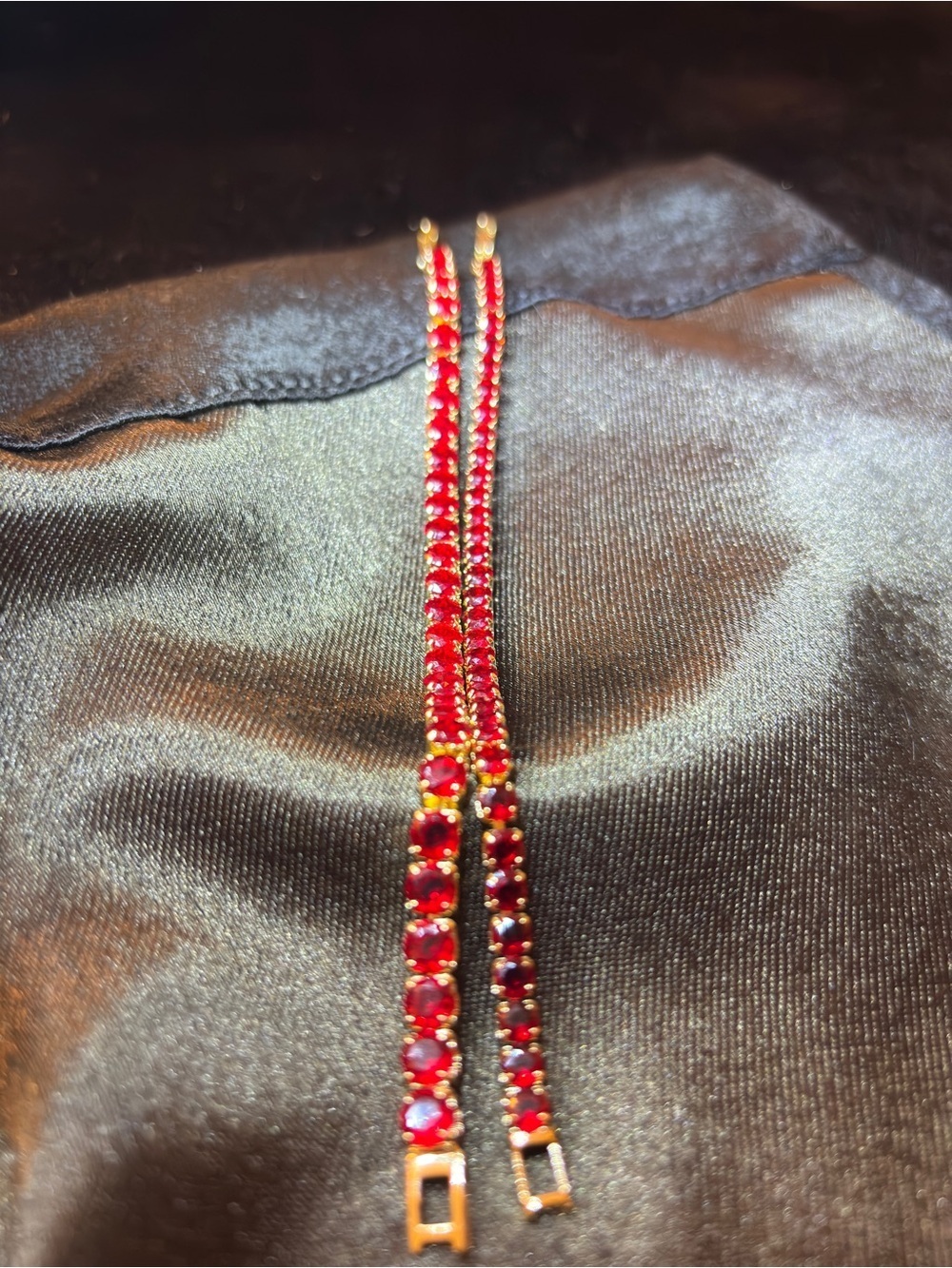 2 Yellow Gold Red Tennis CZ Bracelet 8 in. - Picture 10 of 15